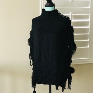 New York & Co Black Sweater Poncho Size XS/S